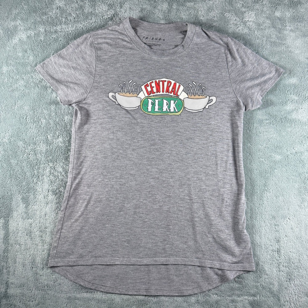 Friends Central Perk Graphic Tee Gray Short Sleeve High Low T-Shirt XS‎ JT17028